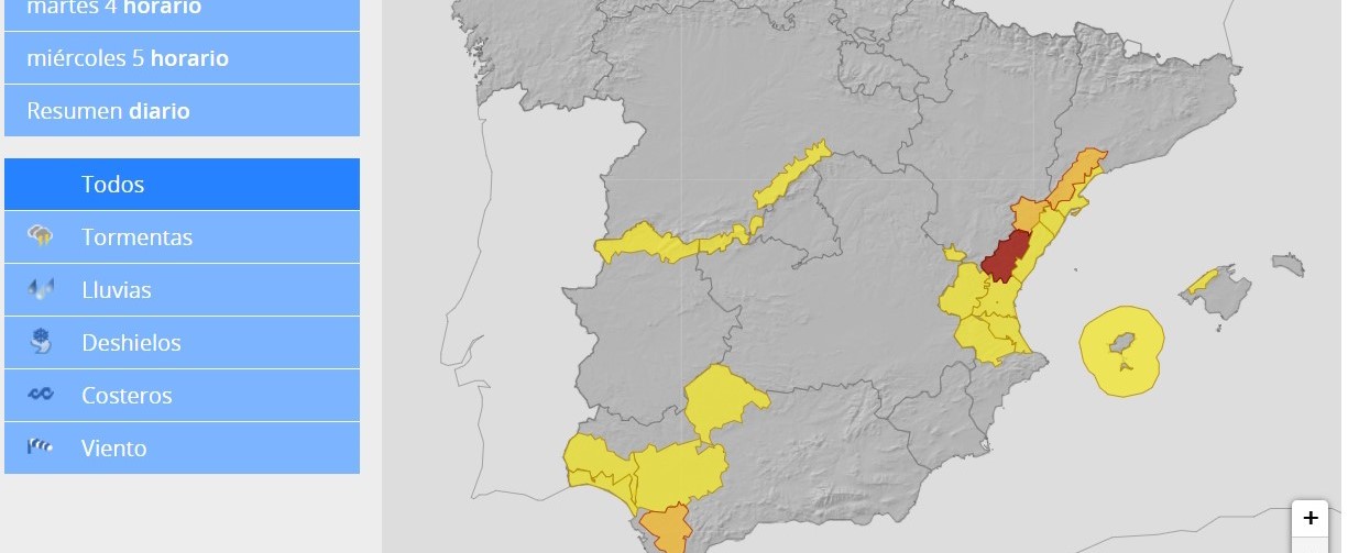 Ante los avisos de la AEMET por lluvias intensas, la Confederación Hidrográfica del Ebro recuerda que podrían producirse crecidas en cualquier curso fluvial de las cuencas de los ríos Jalón, Guadalope, Matarraña y bajo Ebro (baix Ebre)